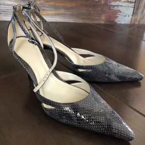 Ann Taylor Snake Skin Strappy Kitten Heels